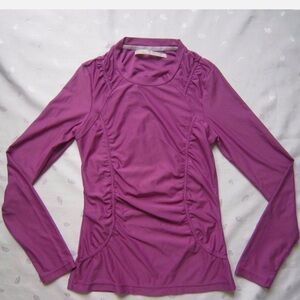 ATHLETA WOMEN'S FITTED RUCHED PURPLE LONG SLEEVE ACTIVE BREATHE TOP. Size M